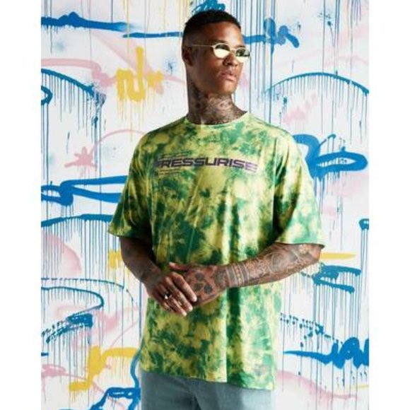 BoohooMAN Quavo Loose Fit Slogan Tie Dye Short Sleeve T-Shirt - Picture 1 of 3